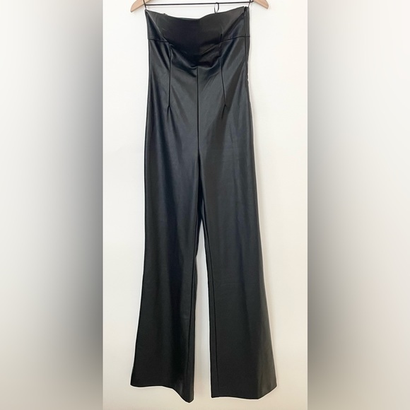 ZARA STRAPLESS FAUX LEATHER JUMPSUIT 7901/255/015 - Picture 5 of 6
